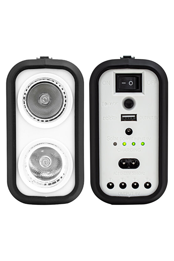 PANELLİ SOLAR LAMBA 3 AMPULLÜ SET AKÜLÜ SOLAR IŞILDAK FENER (4202)