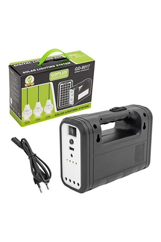 GD-8017S Solar Panelli 3 Ampullü Solar Aydınlatma Sistemi