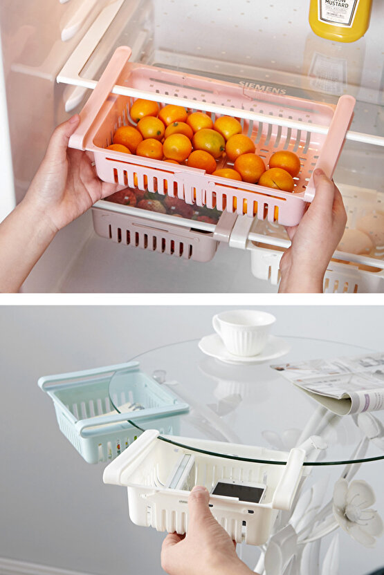 Buzdolabı Içi Geçmeli Düzenleyici Raf – Pratik Organizer, Açılır Kapanır Buzdolabı Çekmecesi