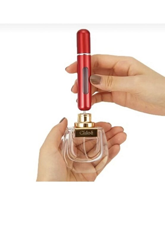 Parfüm Şişesinden Doldurulabilir Çanta Içi Kırmızı Mini Cep Parfüm Şişesi 5 Ml - 10 ml