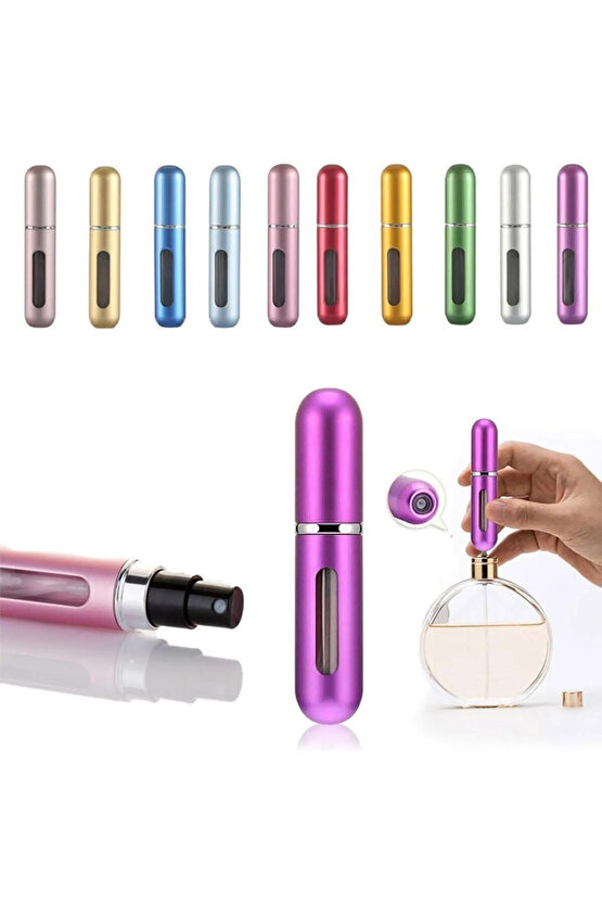 Parfüm Şişesinden Doldurulabilir Çanta Içi Pembe Mini Cep Parfüm Şişesi 5 ml - 0,5 - 1,5 L