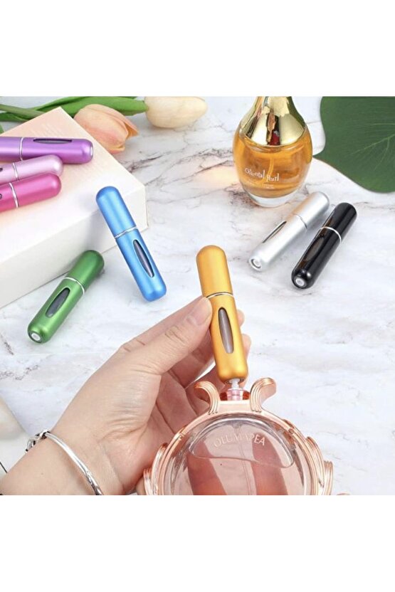 Doldurulabilir Mini Parfüm Şişesi Çanta İçi Mini Seyahat Yedek Cep Parfüm Şişesi 5 ml 1 Adet Gümüş