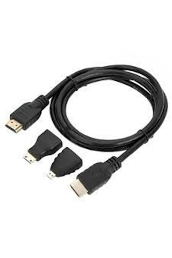 Hdmi To Hdmi Kablo Set Mini Micro Standart Altın Uçlu Dönüştürücü