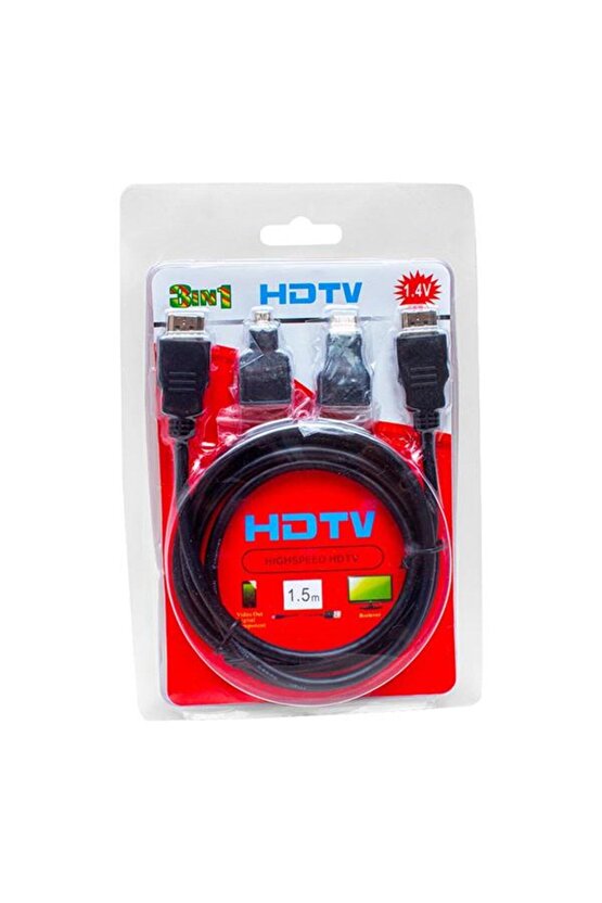 Powermaster 1.5 Metre 3Lü Set Hdmi Kablo (Micro Hdmi Hdmi*Mini Hdmi Hdmi)