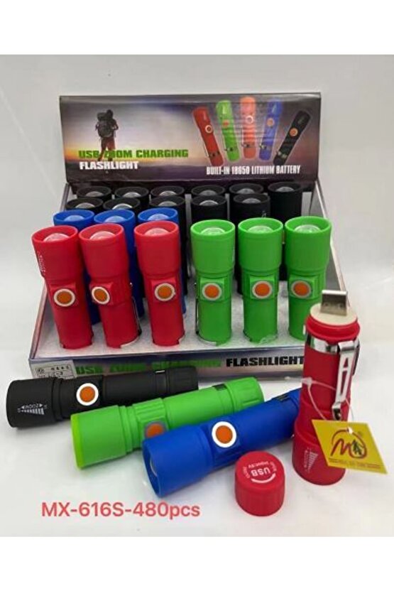 MX-616S Usb Şarjlı 3 Modlu Plastik Kasa Mini El Feneri