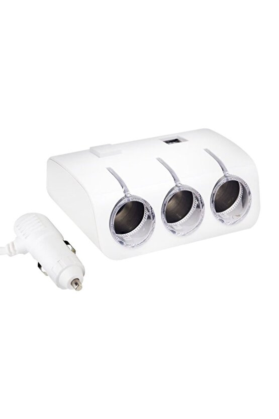 ShopZum PM-18952 12V24V ÇİFT USBLİ 3LÜ OTO ÇAKMAK ÇOKLAYICI
