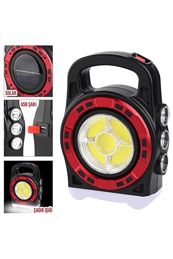HURRY BOLT HB-6678C Solar Kamp Lambası Acil Durum Işığı Şarjlı 20W+Cob Led