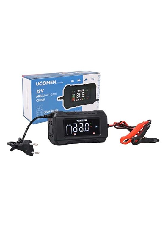 UC-C120501B 12V 6A SİYAH LCD GÖSTERGELİ AKILLI AKÜ ŞARJ CİHAZI