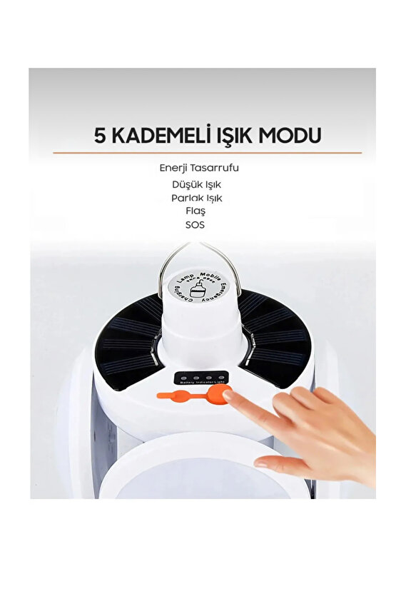 Premıo Pr-2038 Solar ve Usb’li Şarjlı Katlanır Bataryalı 5 Kanatlı Acil Durum Lambası