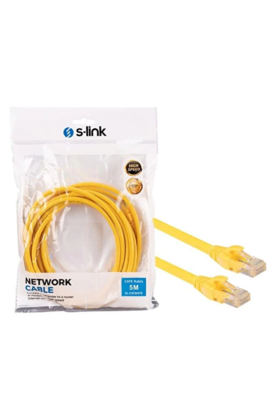 SL-CAT605YE Cat6 5 Metre RJ45 Patch Network Ethernet İnternet Kablosu