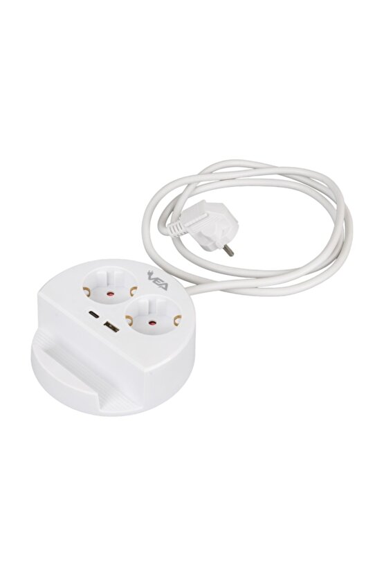 VEA VE- G1102C 2Lİ USB + TYPE-C GİRİŞLİ TELEFON STANDLI 1.5 METRE GRUP PRİZ