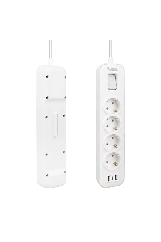M3lfs- Ve-nova104u A Class 4lü 2 Usbli Anahtarli 1.5 Metre Akim Korumali Grup Priz (made In Mal