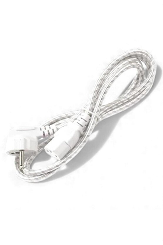 1. Kalite C7 Power Kablosu 1.5 Metre – Beyaz Örgü Kaplama