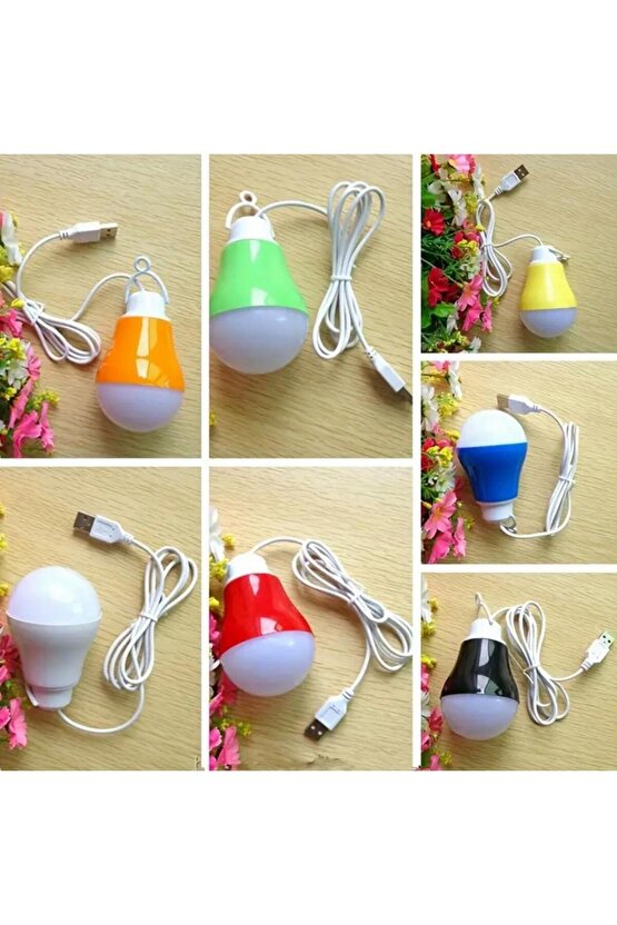 USB 5 Volt 5 Watt LED Ampul – 1 Metre Kablolu, Kamp ve Acil Durum Beyaz Işık