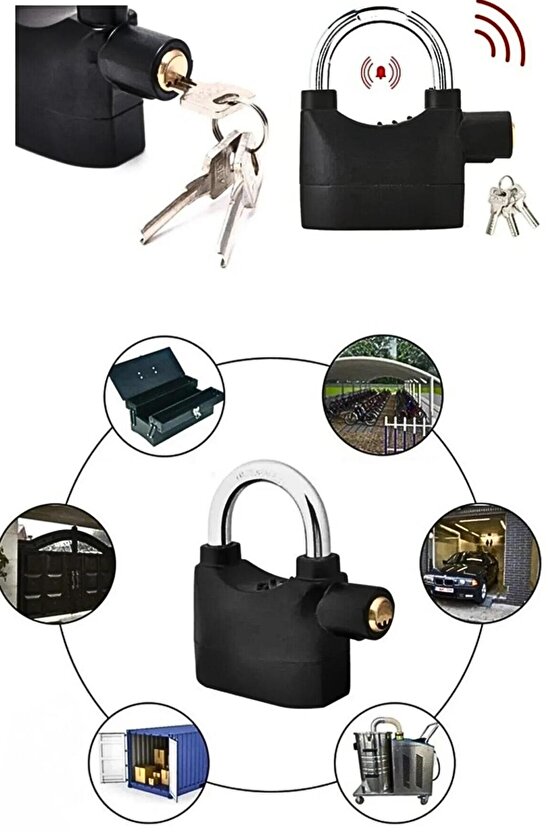 Sesli Alarm Özellikli 110 Desibel Asma Kilit | Hırsızlığa Karşı Akıllı Güvenlik Kilidi