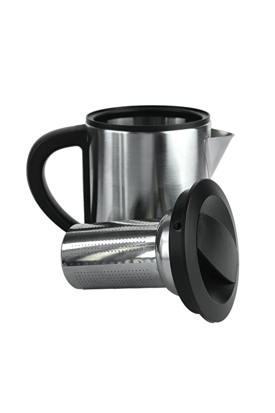 1800W Çelik Hazneli Çaycı – 1.8L Su Isıtıcı + 0.8L Demlik, Süzgeçli Elektrikli Kettle