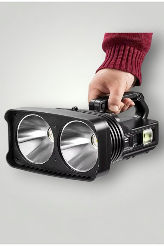 Süper Parlak Şarjlı ve Pilli El Feneri | Battal Boy, 4 Farklı Işık Modu, Güçlü Aydınlatma