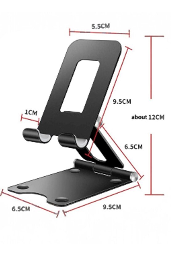 Katlanabilir Metal Masaüstü Telefon Standı – Ayarlanabilir Açı, Kaymaz Taban