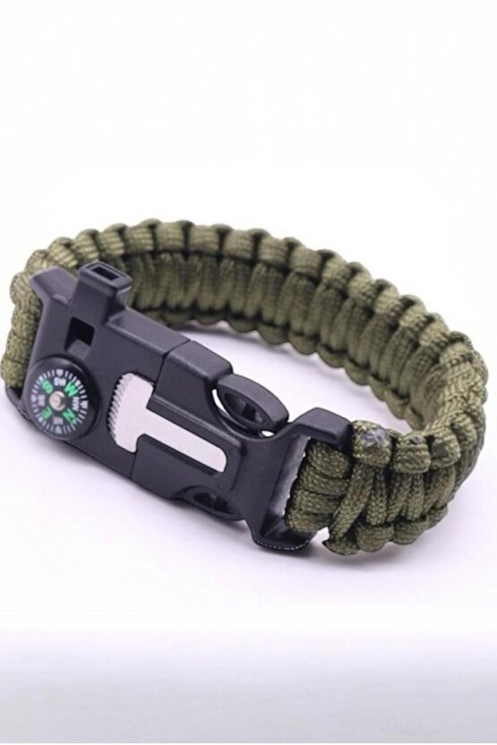 Outdoor Hayatta Kalma Bilekliği – Pusulalı, Düdüklü, Çok Fonksiyonlu