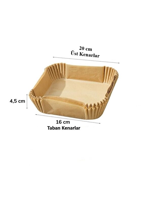 50 Adet Airfryer Pişirme Kağıdı Kare Tabak Model Yağlı Kağıt