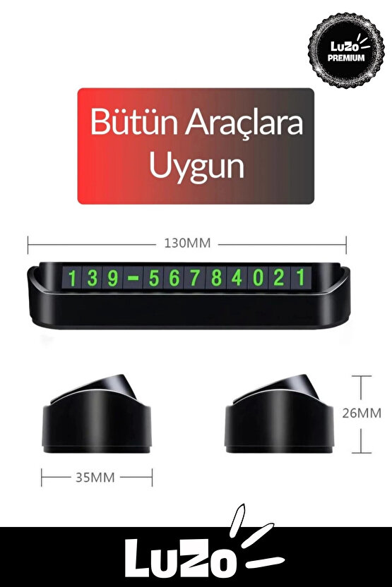 Premium Araç İçi Park Telefon Numarası Torpido Üstü Fosforlu Neon Aç Kapa Numaratör Cam Kartı 1 Adet
