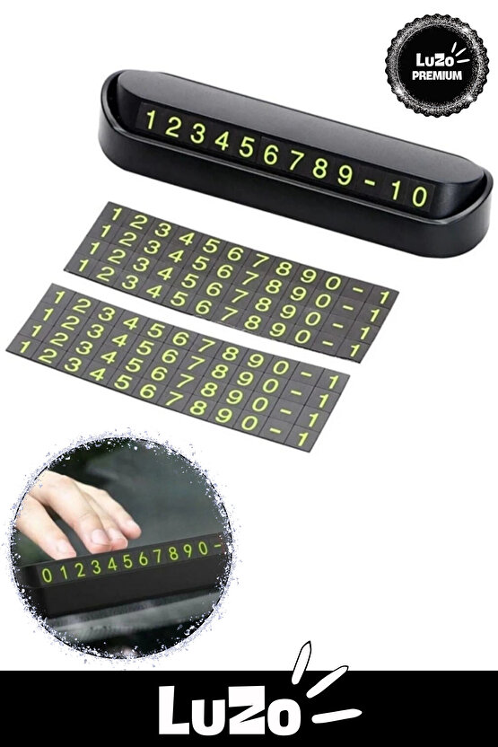 Premium Araç İçi Park Telefon Numarası Torpido Üstü Fosforlu Neon Aç Kapa Numaratör Cam Kartı 1 Adet