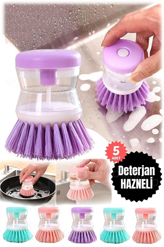 5 Adet Mutfak İçin Hazneli Bulaşık Fırçası Kullanışlı Sıvı Deterjanlı Bulaşık Fırçası Pratik