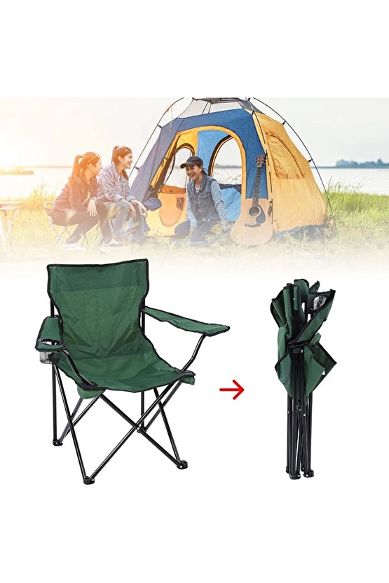 Sunup Taşınabilir Katlanabilir Bardaklıklı Kamp Plaj Sandalyesi
