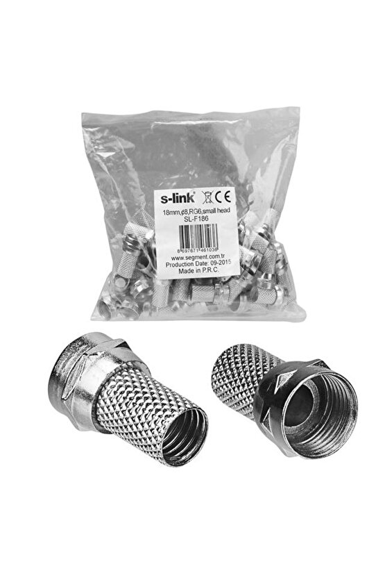 S-Link SL-F186 Geniş 18 Mm * 8 RG6U4 Erkek F Konnektör (50Li Paket)