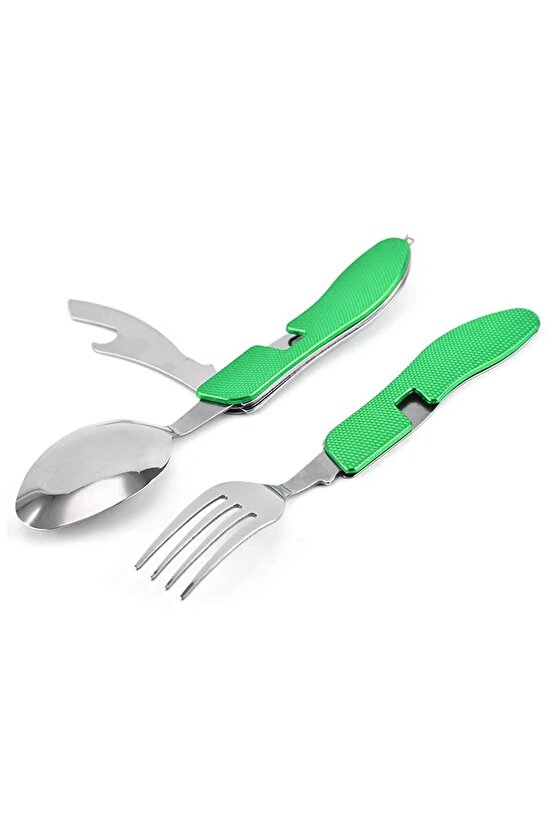 Sunup SN-25313 Taşınabilir Katlanabilir Kamp Çatal-Kaşık-Bıçak Seti - Çok Fonksiyonlu Açacaklı