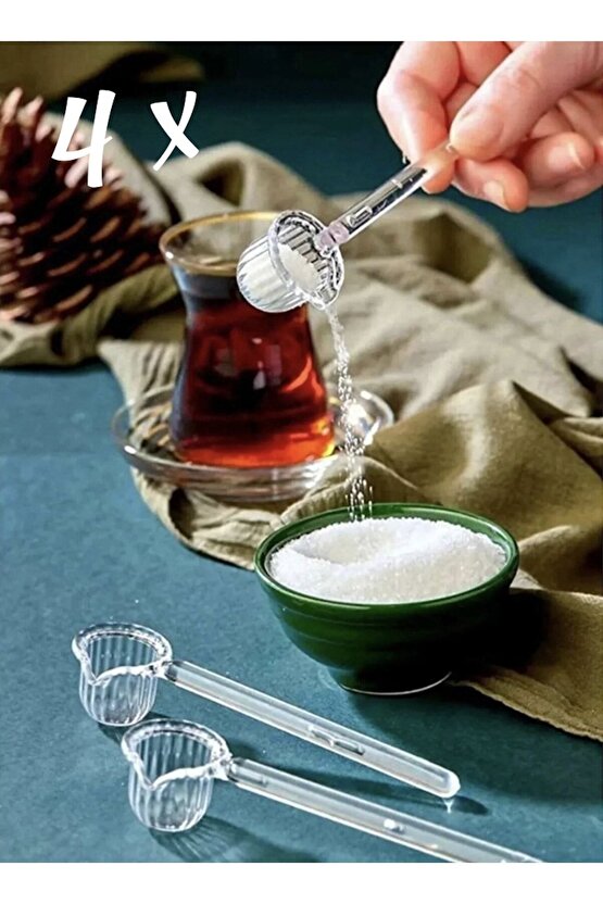 4 Adet Mika Origami Şekilli Şeker Ve Kahve Kaşığı | Baharat Şeker Kahve Kaşığı (CAM DEĞİLDİR)