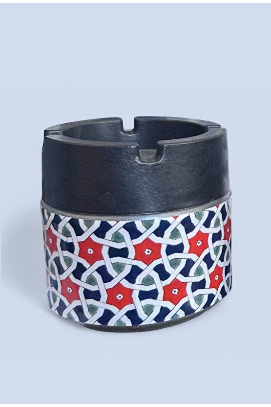 Osmanlı Motifli Cam Hazneli Metal Küllük