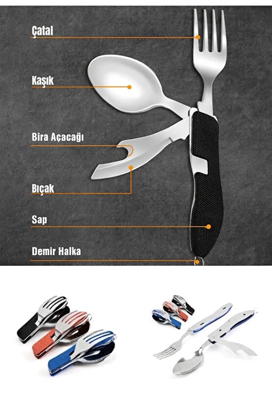 Taşınabilir Kamp Yemek Seti – Katlanabilir Çatal Kaşık Bıçak ve Açacak