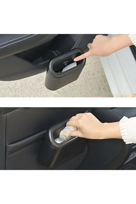 Minİ Oto Araç İçi Çöp Kovası Kutusu Ofis Çöp Kovası Portatif Taşınabilir Kapaklı Çöp Kutusu ŞIK