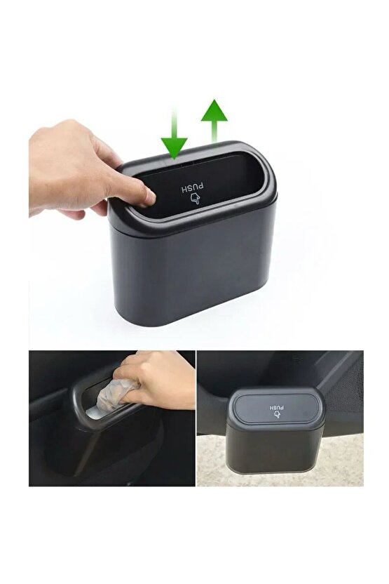 Minİ Oto Araç İçi Çöp Kovası Kutusu Ofis Çöp Kovası Portatif Taşınabilir Kapaklı Çöp Kutusu ŞIK