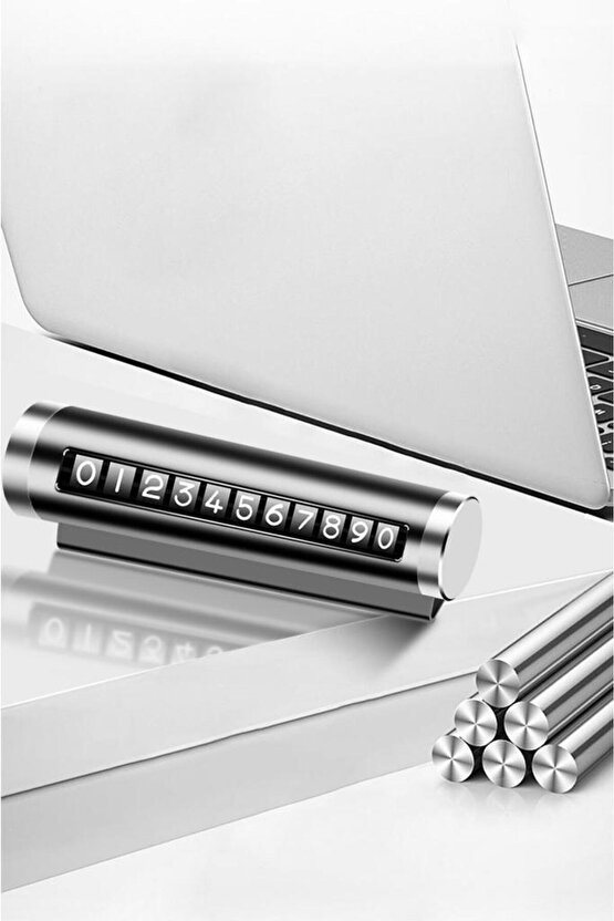 Alüminyum Kasa Çevirmeli Araç Içi Park Telefon Numaratörü ParkTEL Parkmatik Siyah