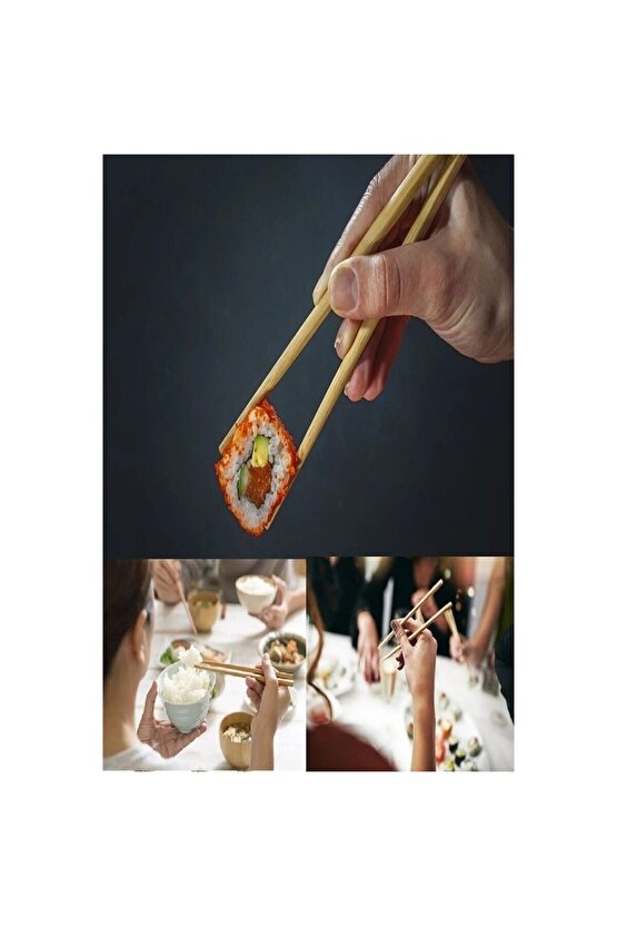 Chopstick 5 Çift Yıkanabilir Çin Kore Uzakdoğu Bambu Yemek Çubuğu
