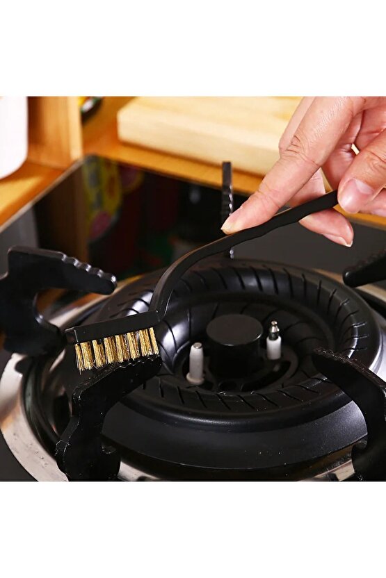 3 Adet Ocak Fırın Mangal Izgara Airfryer Temizliği Tel Pas Sökme Fırçası 3lü Yağ Temizleme Fırçası