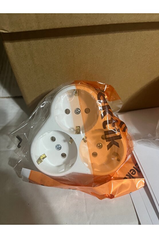 Topraklı Üçlü Fiş Priz Yonca Golyat 3lü Adet