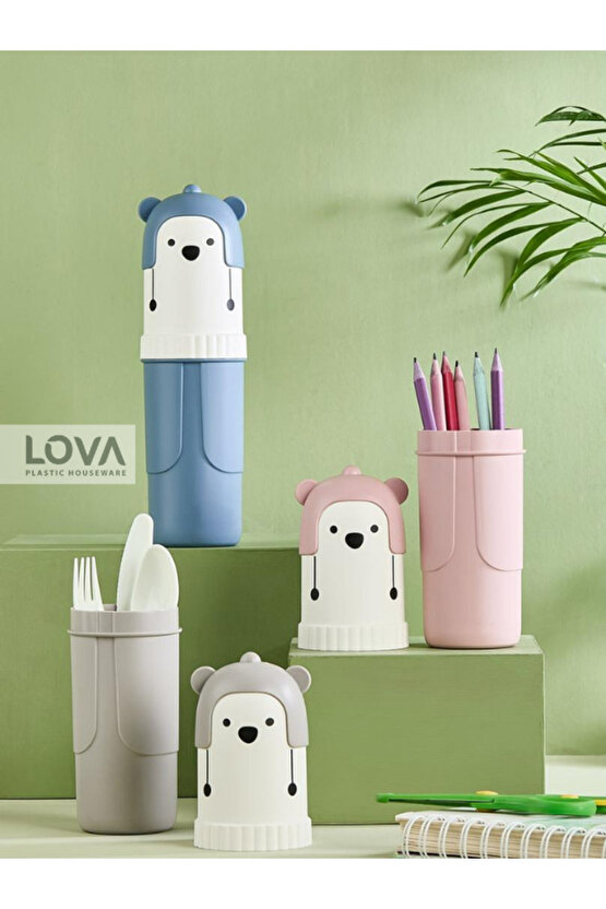 2 Adet YOGİ Çok Amaçlı Seyahat Saklama Kabı (Pembe-Krem)