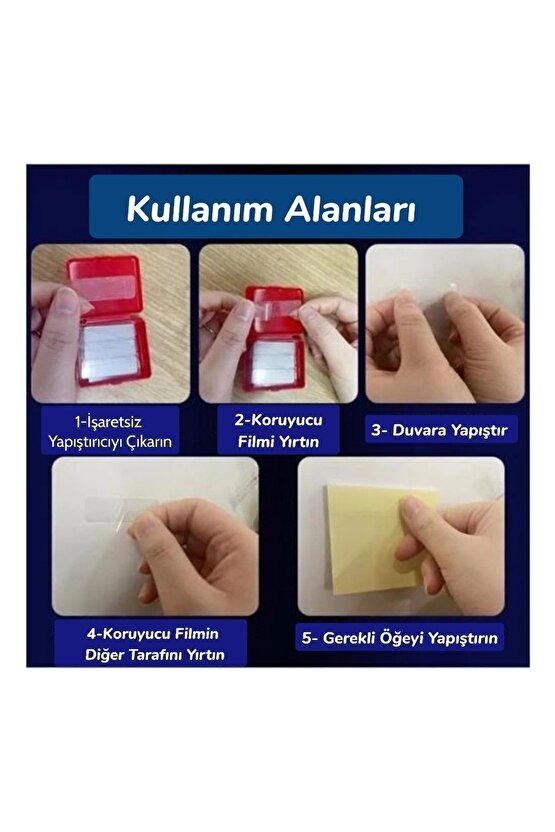 60 Parça Çok Amaçlı Çift Taraflı Bant Nano Bant Duvar Bandı Şeffaf Yapışkan Çift Taraflı Sabitleme