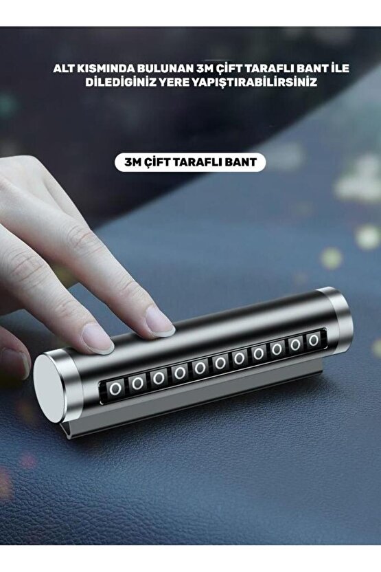 Alüminyum Çevirmeli Araç İçi Park Telefon Numaratörü Parkmatik (Siyah) Tüm Araçlara Uyumlu