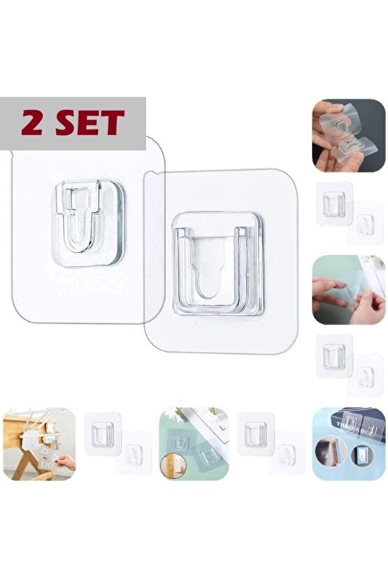 2 Adet X 2li Geçmeli Klips Eşya Sabitleme Askısı Set