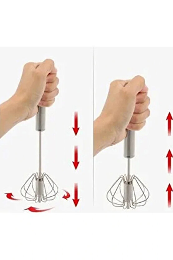 Pratik Paslanmaz Çelik Basmalı Otomatik Çırpıcı Metal Çırpıcı 1 Adet Uzunluk 30cm