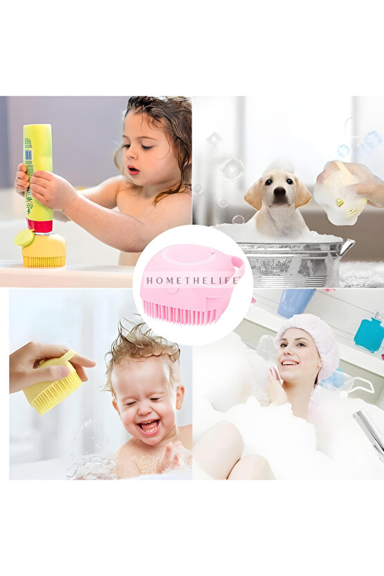 Yumuşak Silikon Fırçalı, 80 ml Hazneli Bebek Duş Fırçası, Çok Yönlü Kullanım, Pratik Tasarım 1X