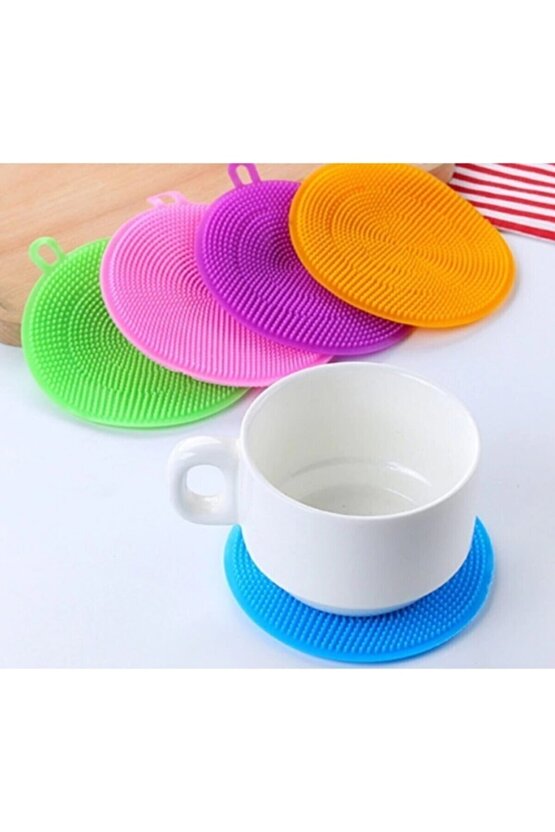 Silikon Yuvarlak Bulaşık Yıkama Fırçası Çok Amaçlı Silikon Fırça Tükenmeyen 2li