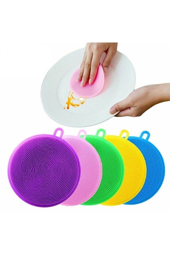 Silikon Yuvarlak Bulaşık Yıkama Fırçası Çok Amaçlı Silikon Fırça Tükenmeyen 2li