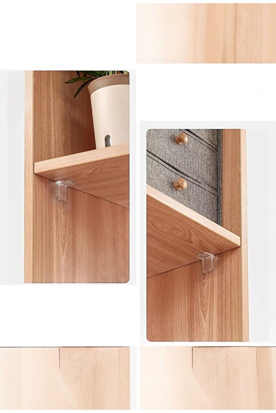 4 Adet Kendinden Yapışkanlı Şeffaf Raf Tutucu Aparat