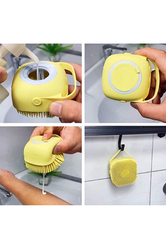 Hazneli Silikon Banyo Lifi – Masaj Etkili Köpük Fırçası Renkli