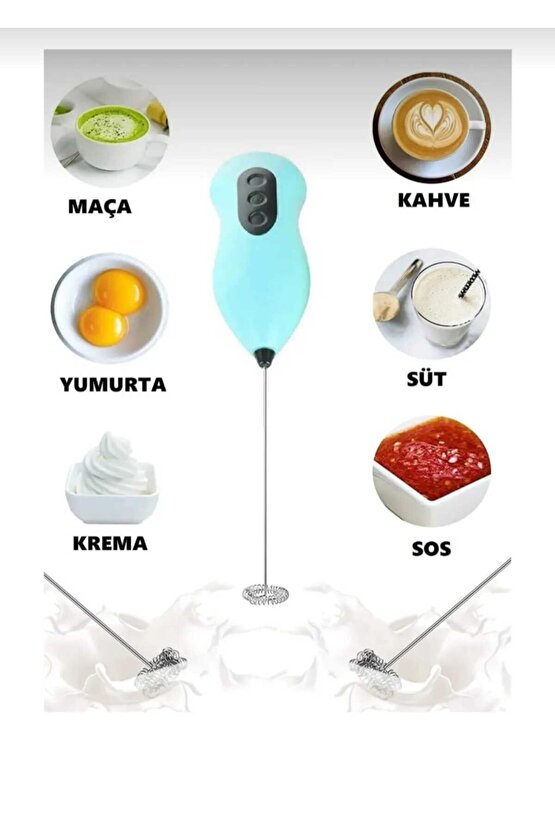 Plaova Çelik Uçlu Pilli Kahve Sos Krema Mama Süt Köpürtücü Yumurta Çırpıcı Mini Mikser